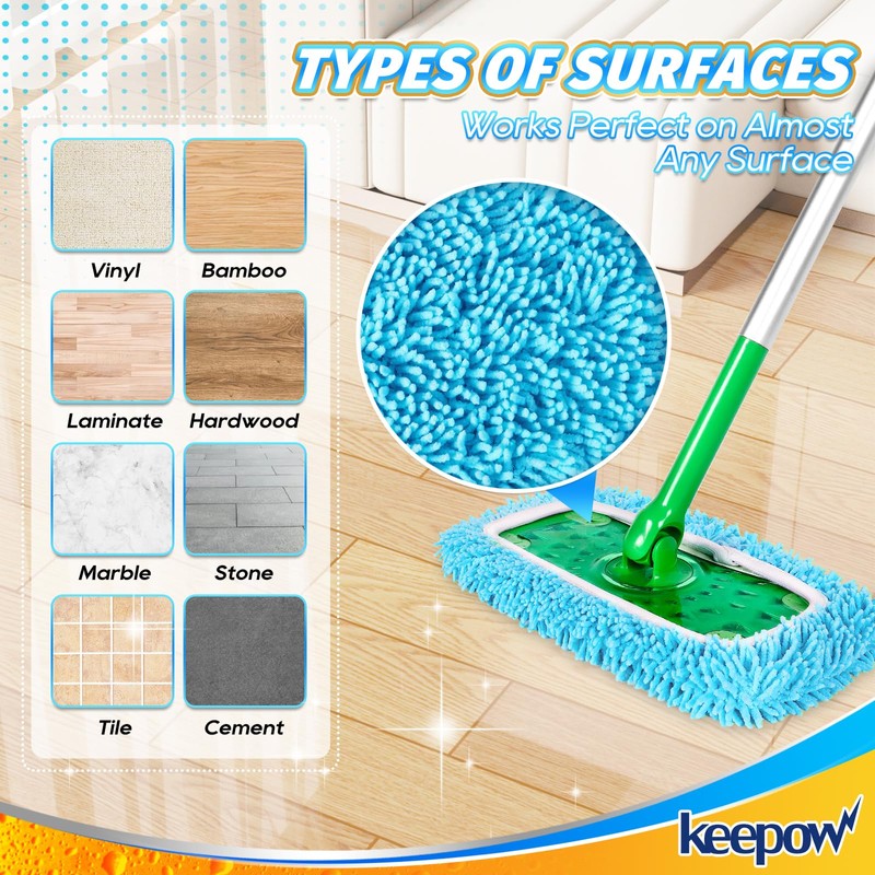 KEEPOW Reusable for Flash Speed Mop Refill Wipes, Microfiber for