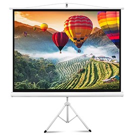 Upgraded Pyle 72" Projector Screen with Floor Standing Portable Fold-Out Roll-Up Tripod Manual, Mobile Movie Screen, Home Theater Cinema Wedding Party Office Presentation, Quick Assembly PRJTP72