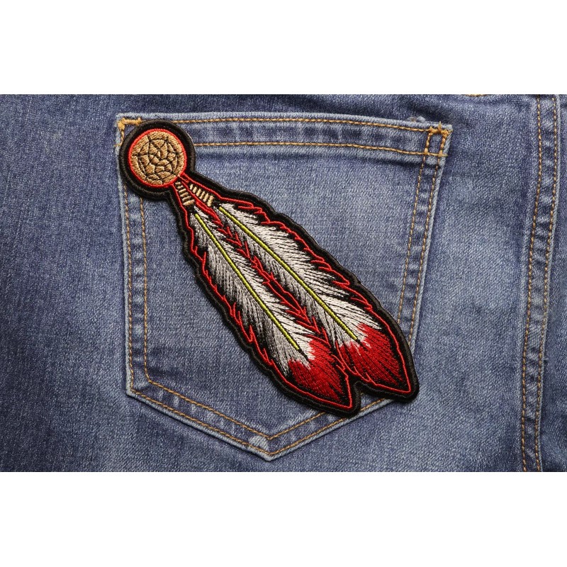 Ivamis Red White Feathers Patch - 2.25x6.5 inch - P4320