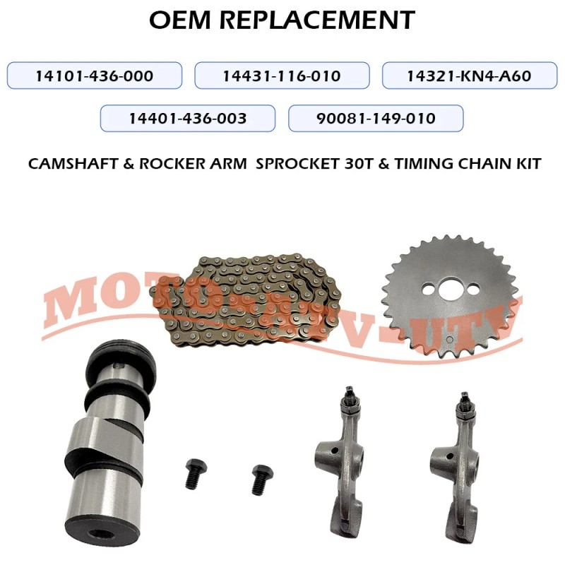 JINFANNIBI Rocker Arm & Camshaft Sprocket 30T & Timing Chain