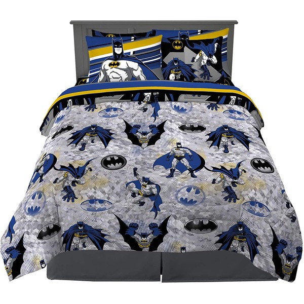Franco Kids Bedding Super Soft Comforter and Sheet Set with Sham, 7 Piece Full Size, Batman