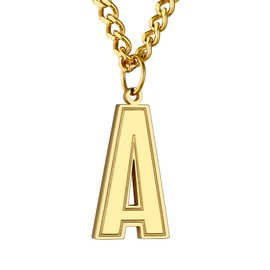 GOLDCHIC JEWELRY Gold Initial A Necklace For Rapper, A-Z Letter Name Jewellery Alphabet Gifts For Sport Men