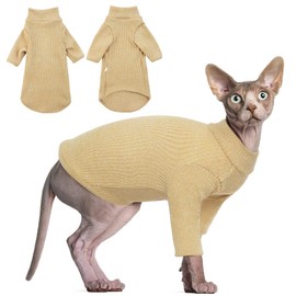 Hjyokuso Hairless Cat Sweater, Sphynx Clothes, Kitten, Breathable Sweaters For Cats, Pullover With Sleeves, Jumpers Only, , Cornish Rex, Devon, Khaki