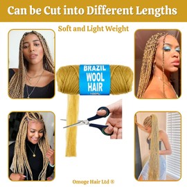 4 Rolls Blonde Brazilian Wool Hair – Soft Acrylic Fiber for Crochet Braids, Faux Locs, Senegalese Twists, Jumbo Braids, Box Braids & Twist Wraps – Gold Wool Hair - Omoge Hair Ltd