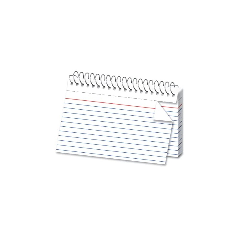 OfficeMax Spiral Ruled Index Cards, 4" x 6", White, Box