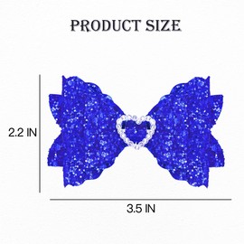 IKOLA Hair Bows for Girls Glitter Hair Clips with Rhinestones Heart Non Slip Metal Alligator Clips Hair Barrettes Sparkly Hair Accessories for Valentine's Day Christmas Back to School - Navy Blue