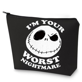 WZMPA Funny Jack Skellington Bolsa de cosméticos Jack Fans Gifts I'm Your Worst Nightmare Makeup Zipper Bag Bag Jack Skellington Merchandise, Peor pesadilla -BL
