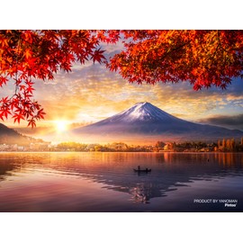 Yanoman 2308-53 150 Piece Jigsaw Puzzle Petit Paris Clear Autumn Leaves and Mt. Fuji on the Lake (3 x 4.0 inches (7.6 x 10.2 cm) 2308-53, No Glue Required, Frameless, Easel, Includes Piece Claim Card