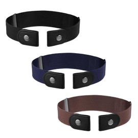 JIYIN 3 PCS No Buckle Stretch Belts for Toddler, 3 Colors Kids Adjustable Elastic Stretch Buckle Free Belts for Girls Boys