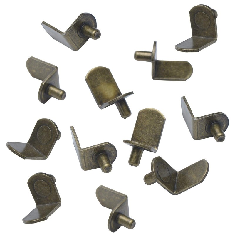 5mm Bracket Style Cabinet Shelf Support Pegs - Antique Brass