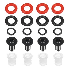A ABSOPRO Fuel Injector O Rings Seals No.16450PNEG01 with Micro Filters Fuel Injector Repair Kit for Acura RSX 2005 2006 for Honda Civic Rubber Black (Set of 4)