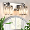 Haolaike 2 Lights Crystal Bathroom Vanity Light Modern Chrome Bathroom