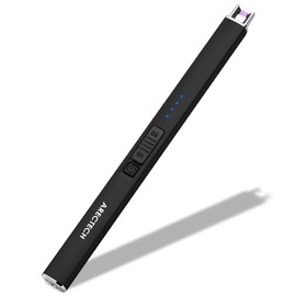 ARECTECH Electric Candle Lighter with Type-C Cable Birthday Gift for Man Women Wife Rechargeable Plasma Arc Lighters for Candle Camping Kitchen Stove Black
