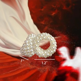 Yannies 12 Pcs Classic White Imitation Pearl Beaded Round Napkin Rings, Napkin Holders for Wedding Banquet Home Party Decoration Dining Table