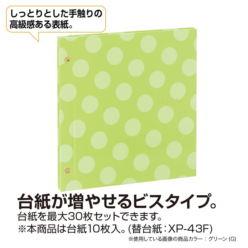 SEKISEI アルバム フリー ハーパーハウス カジュアルアルバム ドット ライトフリー台紙 20ページ 11~20ページ グリーン