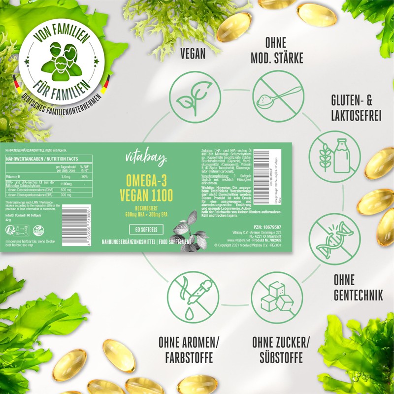Vitabay Omega 3 Capsules High Dose Vegan - 60 Omega