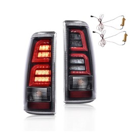 G-PLUS LED Tube Tail Lights Compatible with Chevy Silverado 1500 2500 & HD 99-02 /Fit GMC Sierra 1500 2500 & HD 99-06 Driver & Passenger Side Brake Lamps Red Lens Chrome Housing with White light Bar