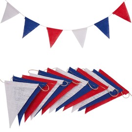 SOFPLATE 26Ft Red White Blue Pennant Banner Flags Burlap Banners Independence Day Banner Pennant Patriotic Flag Party Triangle Bunting Garland for July 4th Birthday Home Outdoor Garden Hanging Decor