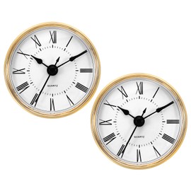 PATIKIL 70 mm Quartz Movement Wall Clock, Pack of 2 Silent Roman Numerals Mantel Clocks, Replacement for Table Clock, Standing Clock, Grandfather Clock (Gold/White Style 9)