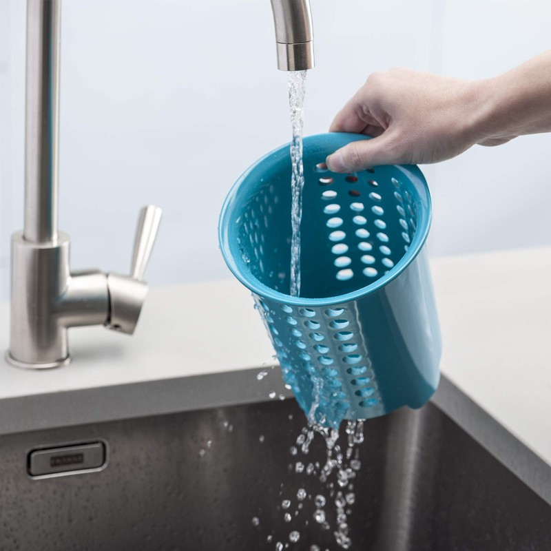 Zeal G231A Cutlery Drainer/Utensil Pot, Aqua