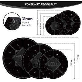 nuveti 24/31/47/55 inch Round Poker Mat for Texas Holdem | Portable Poker Table Top with Art Deco Layout Print 8 Player Game Layout Mat to Play Cards, Poker Games, Blackjack, Casino