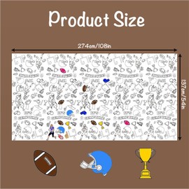 Paper Tablecloth for Colouring, 137 x 274 cm Colouring Tablecloth for Children's Activity, Rectangular Waterproof Puzzle Tablecloth, Rugby Theme Party Decorations for Children's Birthday Parties