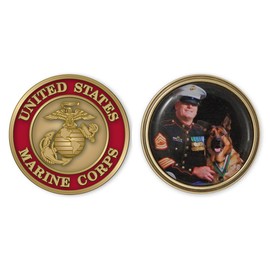 Indiana Metal Craft USMC Solid Brass Marine Enamel Coin with YOUR Photo Personalizd. Made in U.S.A.