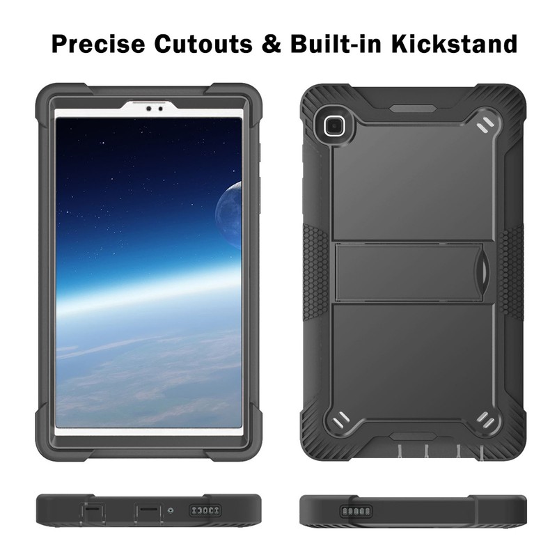 Tablet Case Black Silicone Precise Cutouts Shock Absorbent Stable Kickstand