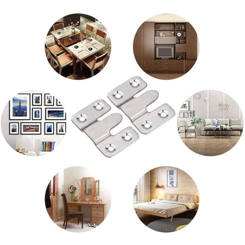 4 Pairs Flush Mount Bracket,Interlocking Furniture Connector,Stainless Steel Heavy Duty