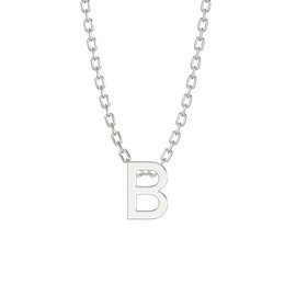 Aeon Jewellery Alphabet Initial Necklace - B | 925 Sterling Silver 3D Necklace | Adjustable 16-18 Inch Silver Belcher Chain | Polishing Cloth