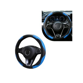 Alieemo Car Steering Wheel Cover, 15 inch Microfiber PU Leather Elastic Steering Wheel Protector for Men Women, Anti-Slip Breathable Car Interior Accessories for Most Cars (Black)