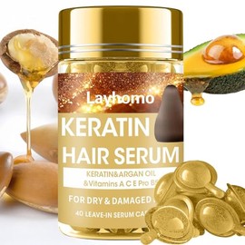 Layhomo Suero Para El Tratamiento Del Cabello,60 Cápsulas Aceite De Tratamiento Capilar Para Cabello Seco Dañado, Aceite Para Cabello Con, Acondicionador Anti Frizz Sin Enjuague Con Aceite De Argán Co