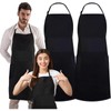 Cotton Black Bib Apron 2 Pack with 4 Pockets Adjustable