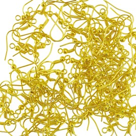 Earring Hooks - 200 pcs -Gold Plated Surgical Steel - 18 mm with Kare & Kind® retail packaging (Gold)