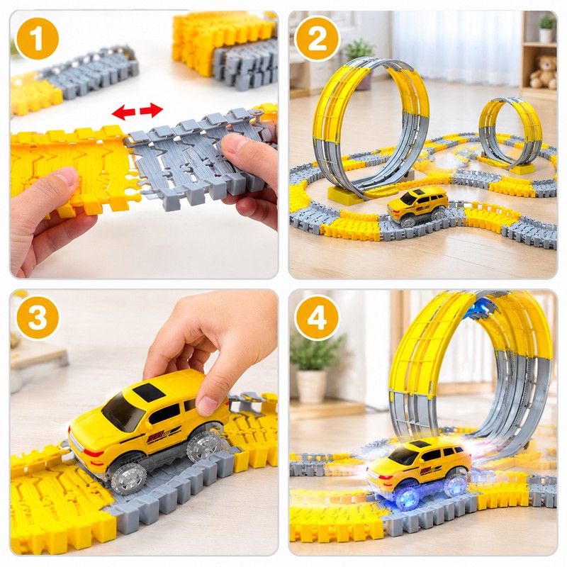 Flexible Electric Track Car Toy Set for Kids – Customizable