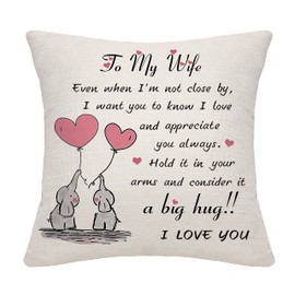 Bommex Wife Cushion Cover Throw Pillow Cover Cushion Case Wife Gifts from Husband Valentine's Day Gifts (wife-2)