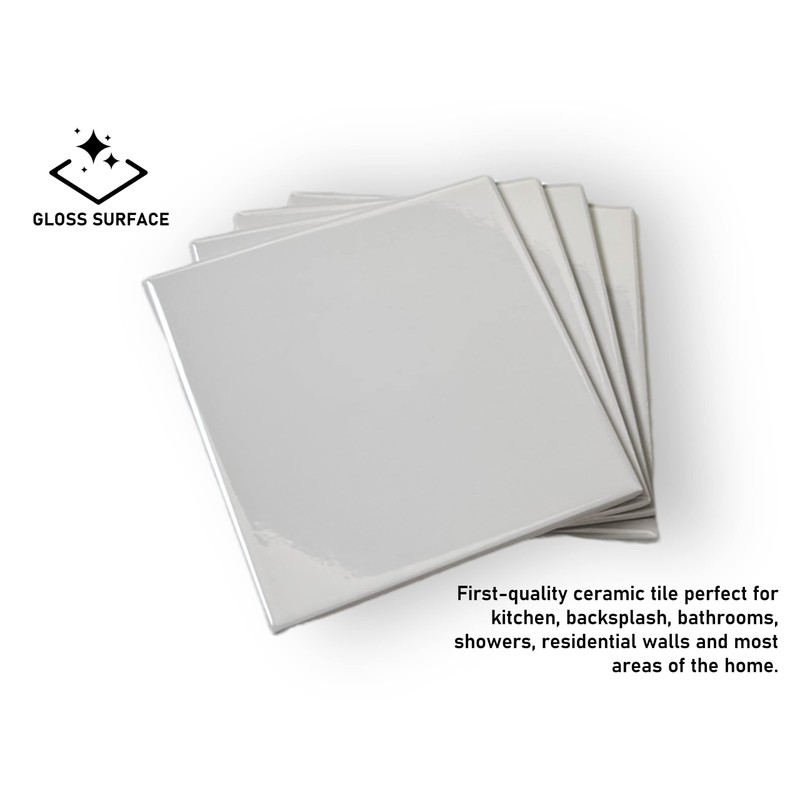 Tenedos 6x6 Glossy Light Gray Ceramic Wall Tile – Box