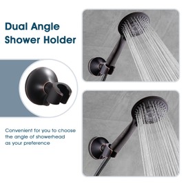 BRIGHT SHOWERS Strong Adhesive Shower Head Holder with Dual Angle Adjustable, Wall Mounted Handheld Shower Bracket, Easy Installation, Screw Mounting Options, Oil-Rubbed Bronze