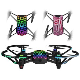 Skin Decal Wrap 2 Pack for DJI Ryze Tello Drone Hearts and Stars Rainbow Drone NOT Included