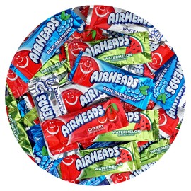 Airheads Candy Mini Bars, Assorted Flavors, 2 Pounds (Approx. 70 Pieces) Airheads Bulk Bag, Individually Wrapped Candy, Mini Airheads