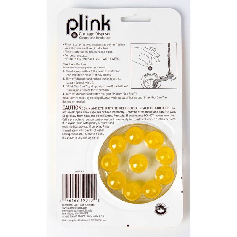 Summit Plink Garbage Fresh Lemon Disposal Cleaner and Deodorizer, 5-Pack