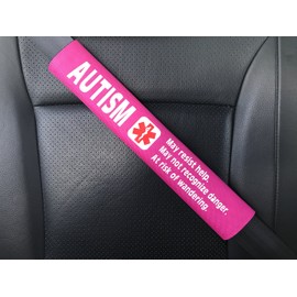 Autism Medical Alert Seat Belt Cover (Bright Pink)