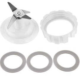 Blade Sets Replacement for Hamilton Beach Blender Blade Gasket Blender Base Bottom Cap, 3 Rubber O Ring Sealing Gaskets Replacement Mixer with Screw Cap and Rubber Gasket, Blade Gasket, Screw Cap White