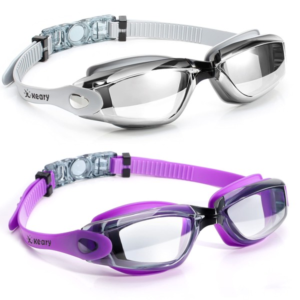 Keary Swim Goggles Pack of 2 Anti-Fog Swimming Goggles for