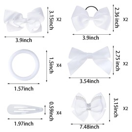 phnydreg Girl White Hair Bow Accessories 18 Pieces Uniform Hair Bows Hair Clips Headband for School Toddler Girls