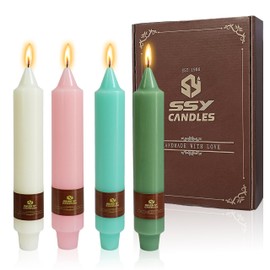 Pastel Candle Short Taper Candle 7 Inch Candlesticks Unscented Dripless Tapered Candle Set for Home Decor Wedding Party Dinner, 4 Pack