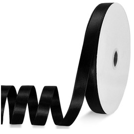 FQTANJU Black Satin Ribbon Double Faced Satin 1/2 inch x Continuous 55 Yards Ribbon for Gift Wrapping Wedding Party Wreath Bows Bouquet Floral Arrangement Home Decoration