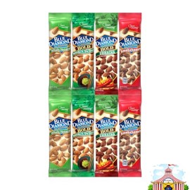 Variety Pack BlueDiamond Almonds - Smokehouse, Sriracha, Wasabi & Soy Sauce, Whole Natural - 1.5 oz Each, Individually Packed, 2 of Each Flavor, 8 Pack - Delicious, Healthy Snacks for Any Occasion