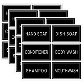 HVSWLY Hand Soap Shampoo and Conditioner Bottles Label Stickers, Self-Adhesive Bathroom Labels for Organizing，Waterproof Labels for Dispenser Bottles and Amber Glass Soap Dispenser (24PCS)