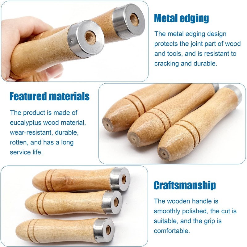 10Pcs Wooden File Handle, Safety File Handle with Metal Safety